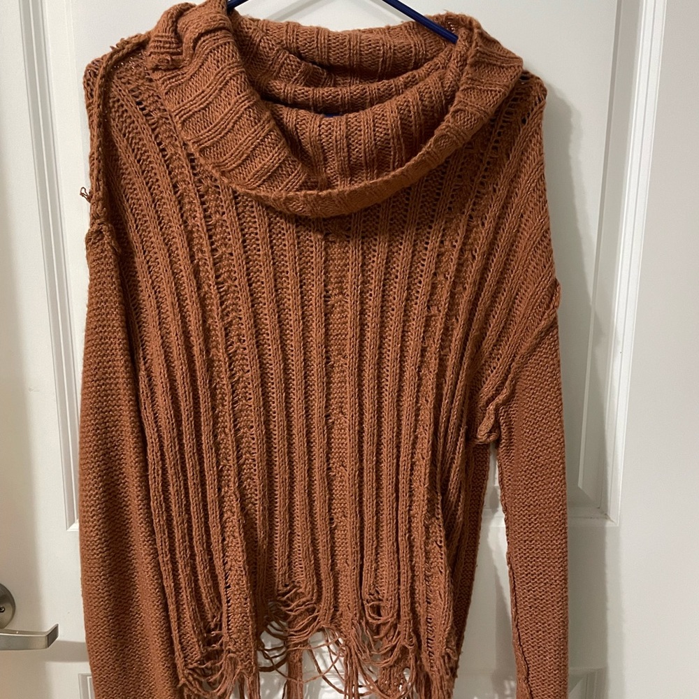 Distressed burnt orange sweater!